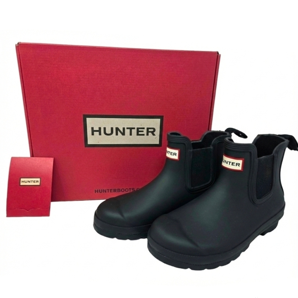 Hunter Matte Black Chelsea Ankle Rain Boots